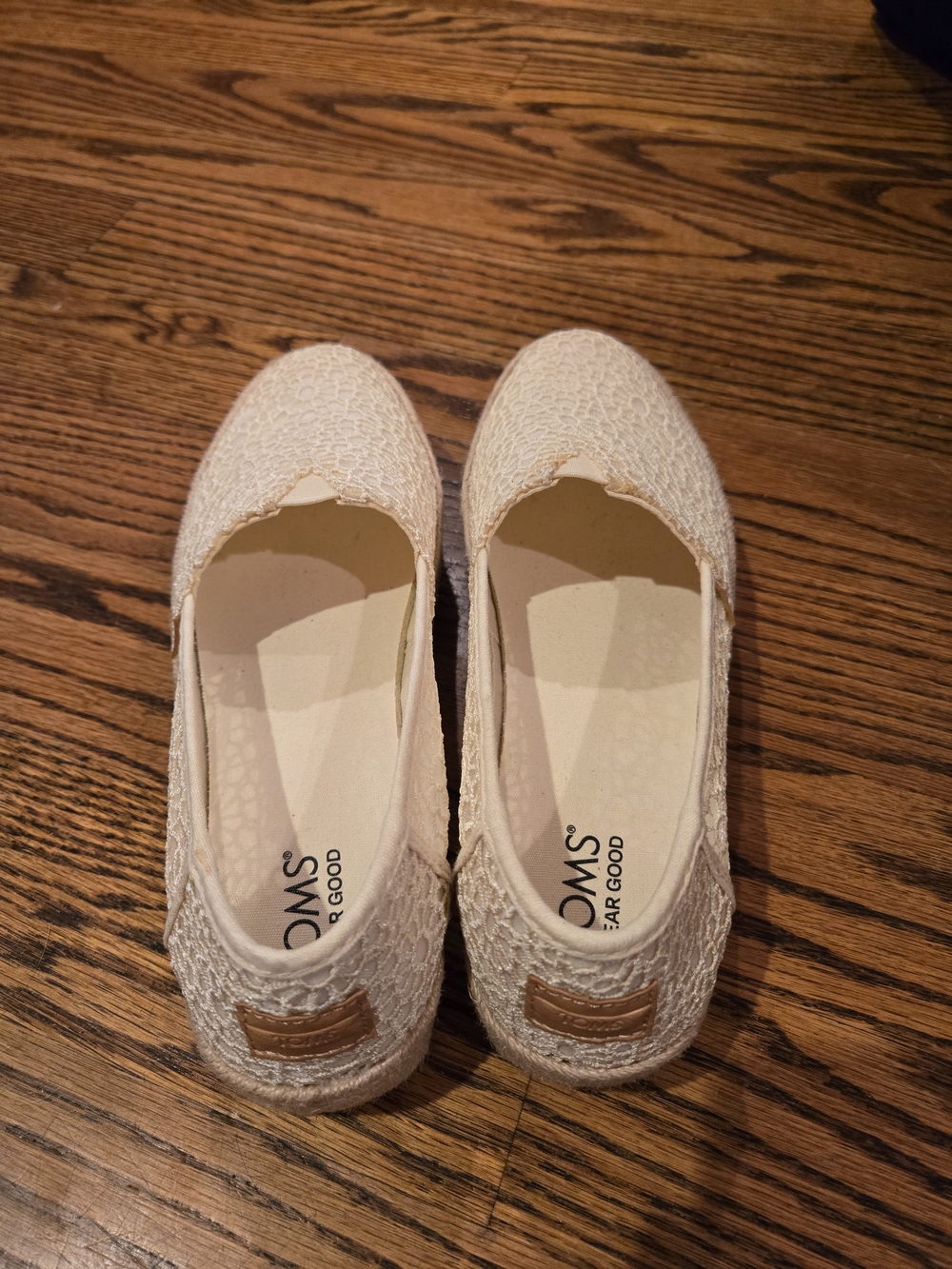 Toms Cream Crochet Slip-On Flats